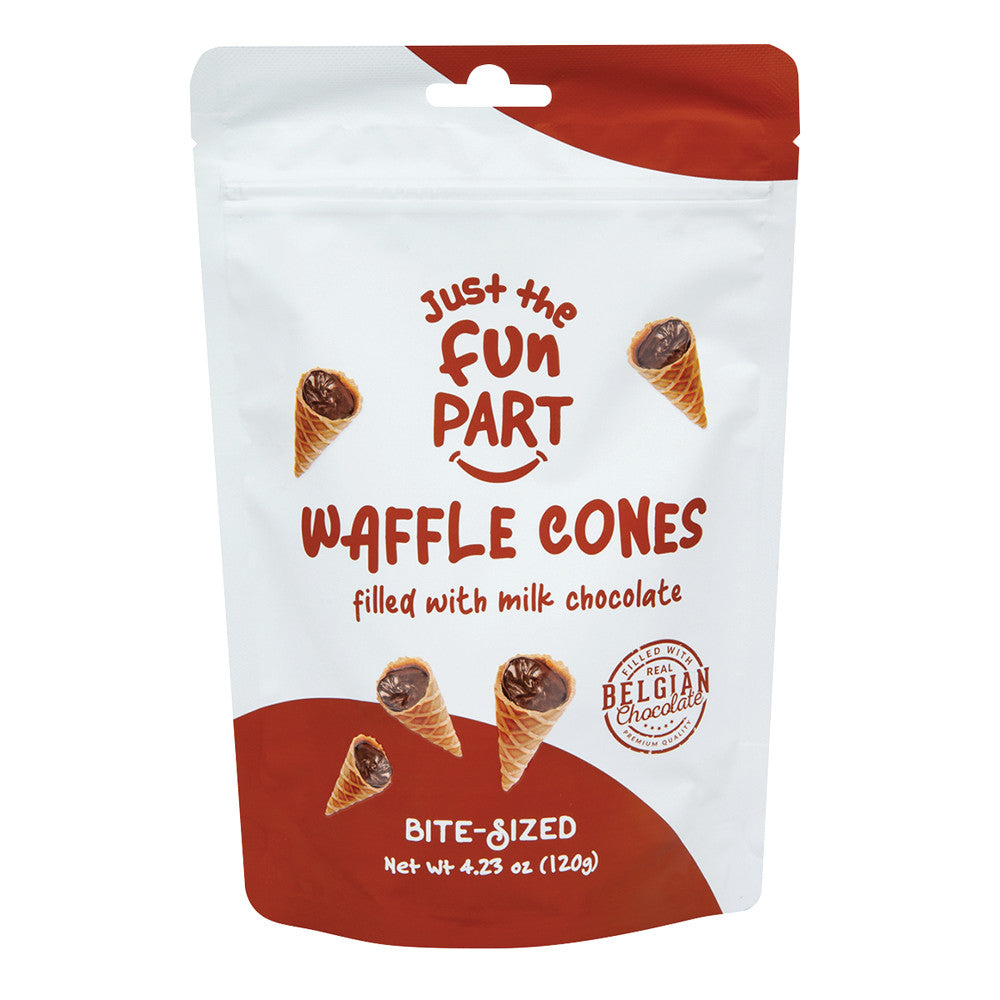 JUST THE FUN PART MILK CHOCOLATE MINI WAFFLE CONES 4.23 OZ PEG BAG
