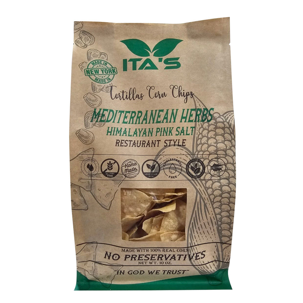 ITA'S MEDITERRANEAN HERBS TORTILLA CORN CHIPS 10 OZ BAG