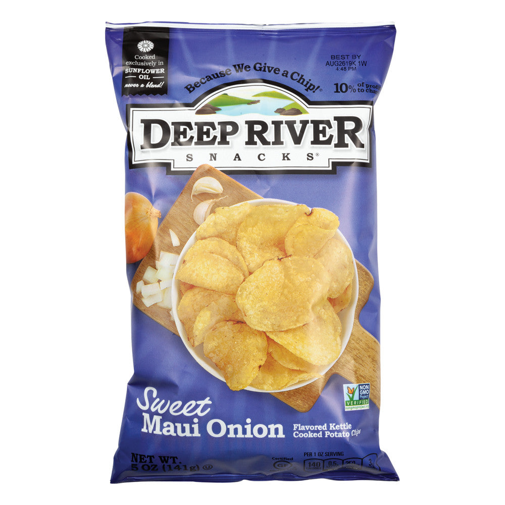 DEEP RIVER SWEET MAUI ONION KETTLE COOKED POTATO CHIPS 5 OZ BAG