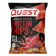 QUEST TORTILLA STYLE PROTEIN CHIPS HOT &amp; SPICY 1.1 OZ BAG