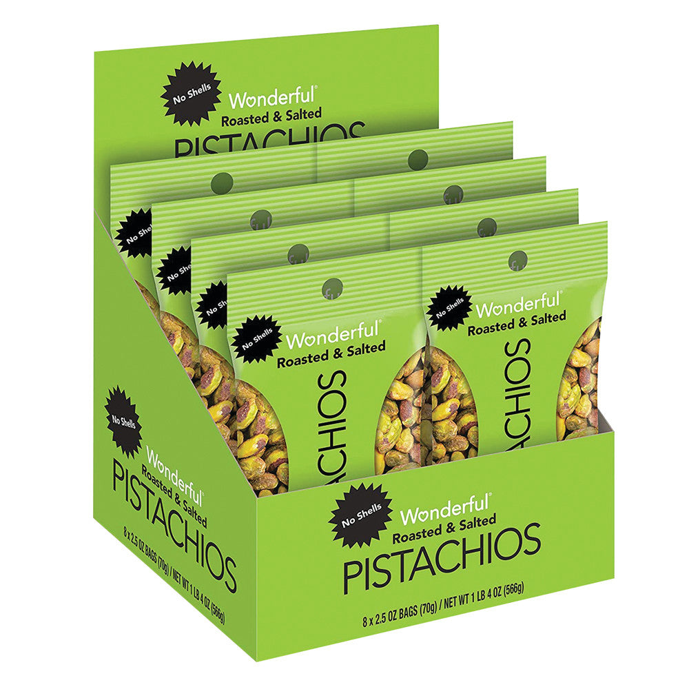 WONDERFUL ROASTED &amp; SALTED NO SHELL PISTACHIO 2.5 OZ BAG