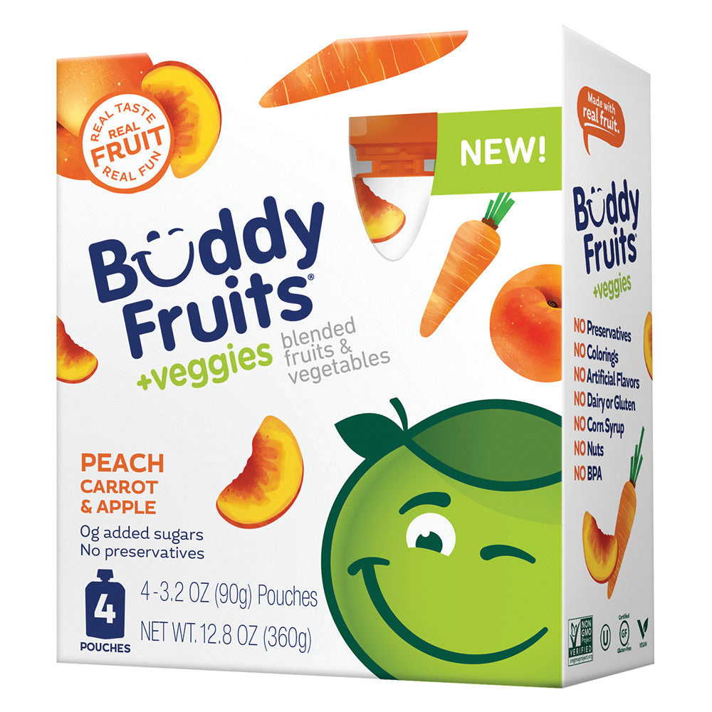 BUDDY FRUITS + VEGGIES PEACH CARROT &amp; APPLE 12.8 OZ BOX