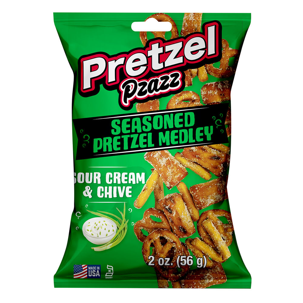 PRETZEL PZAZZ SOUR CREAM &amp; CHIVE SEASONED PRETZEL MEDLEY 2 OZ BAG
