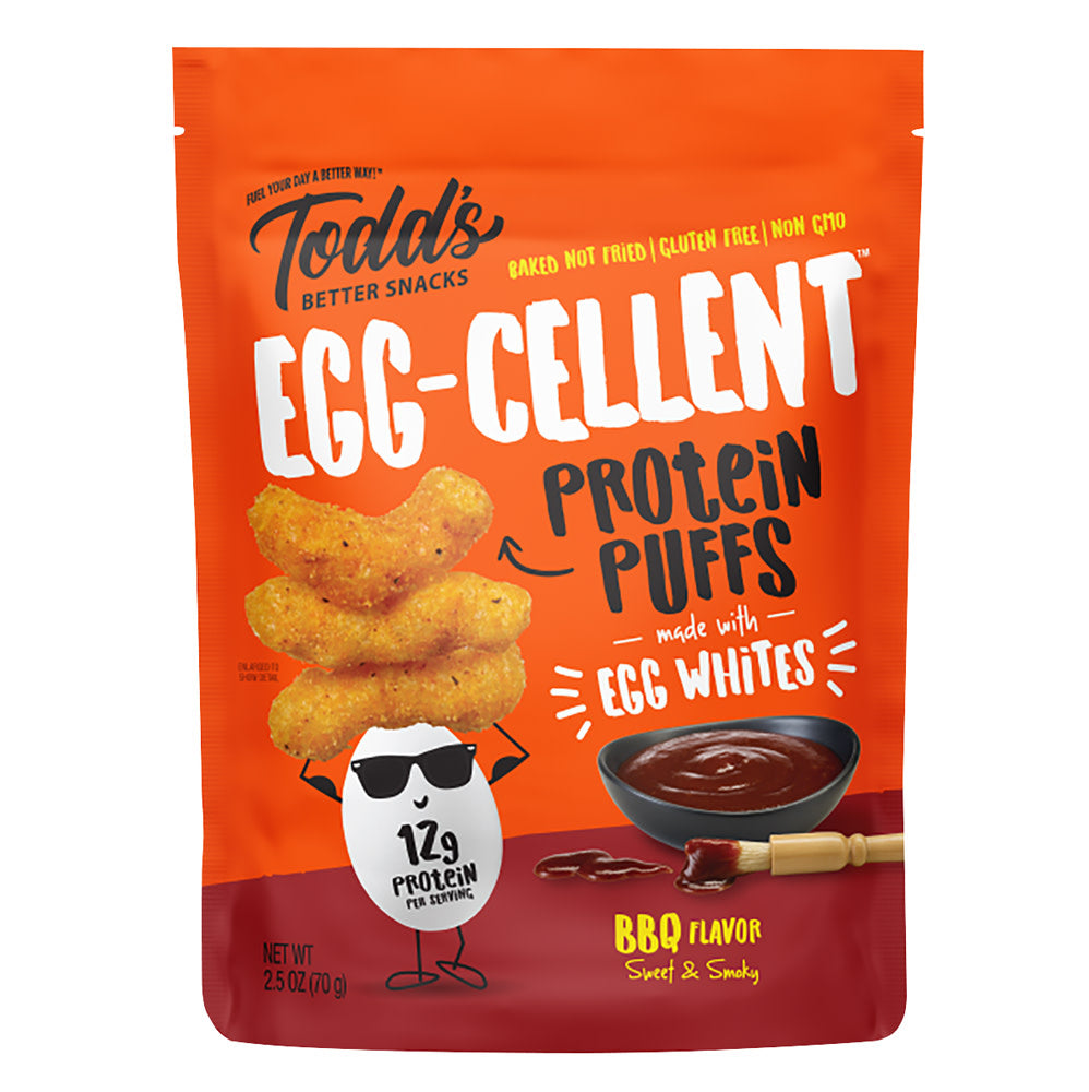 TODD&rsquo;S EGG-CELLENT PROTEIN PUFFS SWEET &amp; SMOKY BBQ 2.5 OZ BAG
