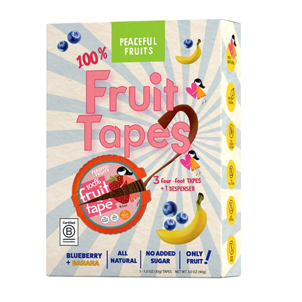 PEACEFUL FRUITS BLUEBERRY AND BANANA FRUIT TAPES 3 COUNT 3 OZ BOX