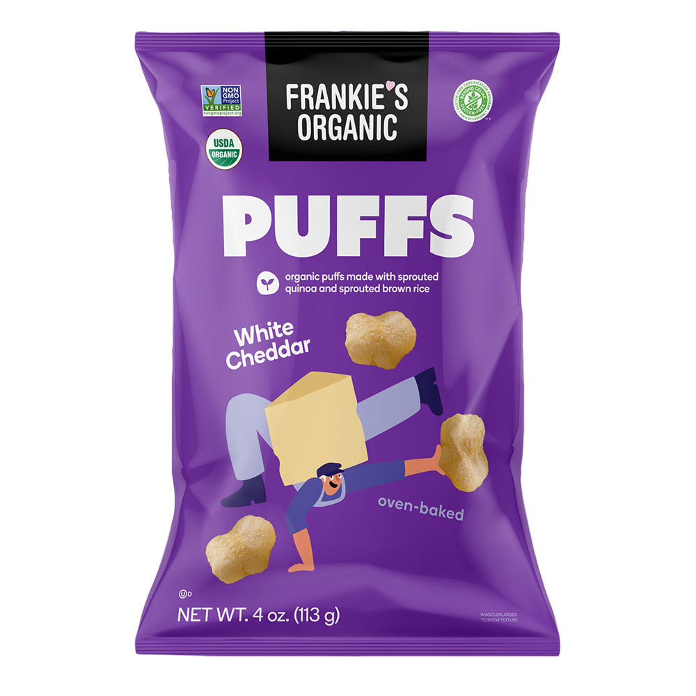 FRANKIE'S ORGANIC WHITE CHEDDAR PUFFS 4 OZ BAG