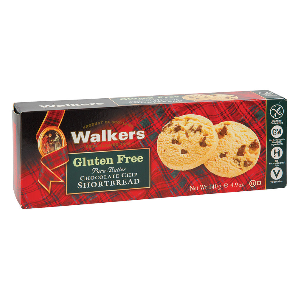 WALKERS GLUTEN FREE CHOCOLATE CHIP SHORTBREAD COOKIES 4.9 OZ BOX