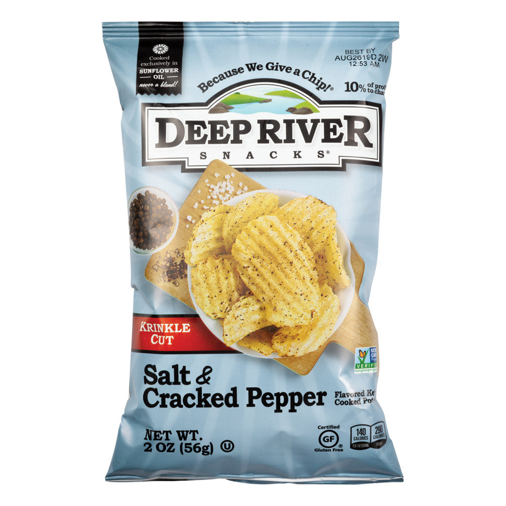 DEEP RIVER SALT &amp; CRACKED PEPPER KRINKLE CUT KETTLE COOKED POTATO CHIPS 2 OZ BAG