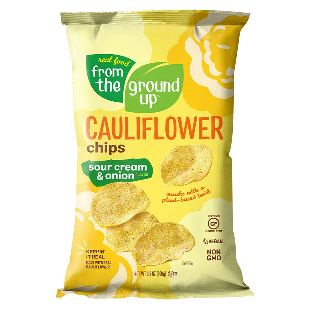 FROM THE GROUND UP CAULIFLOWER SOUR CREAM &amp; ONION CHIPS 3.5 OZ BAG