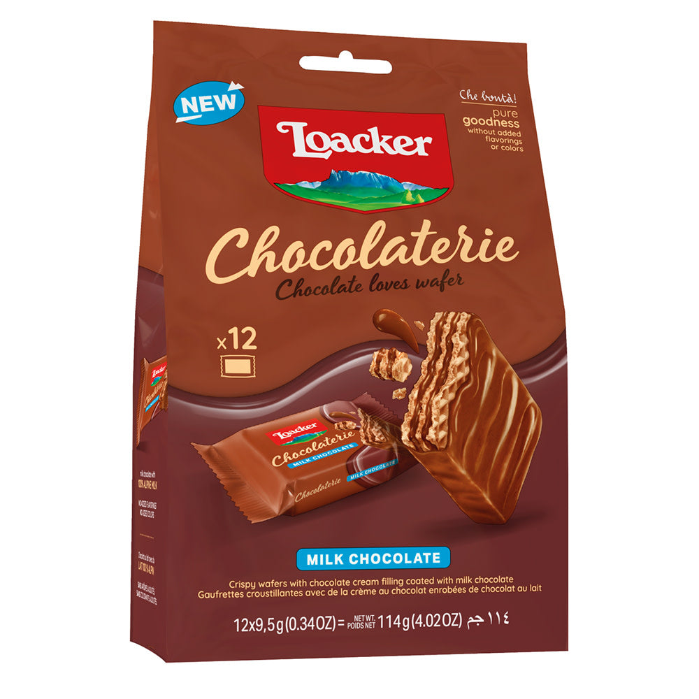 LOACKER MILK CHOCOLATE CHOCOLATERIE WAFERS 4.02 OZ BAG