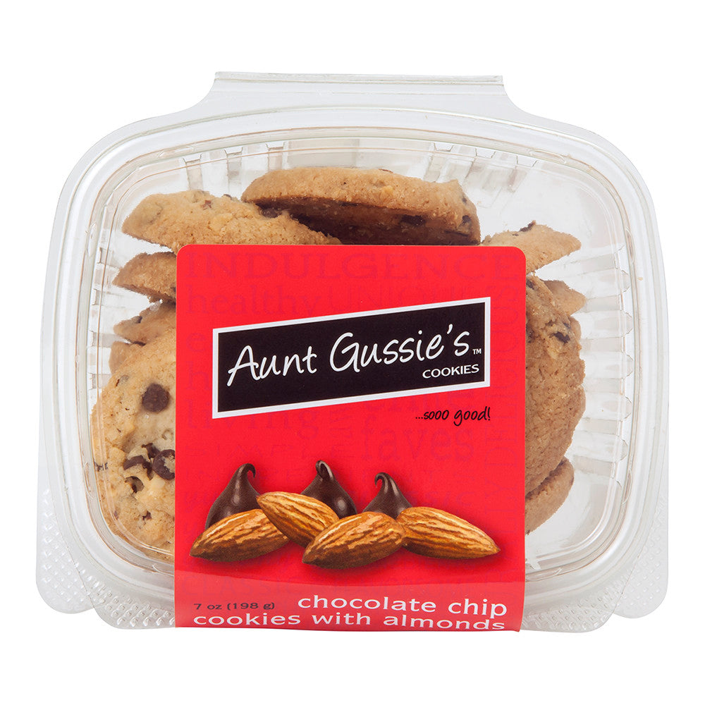 AUNT GUSSIE'S CHOCOLATE CHIP COOKIES WITH ALMONDS 7 OZ TUB