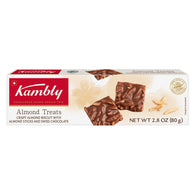 KAMBLY ALMOND TREATS CRISPY ALMOND BISCUIT WITH ALMOND STICKS AND SWISS CHOCOLATE 2.8 OZ BOX