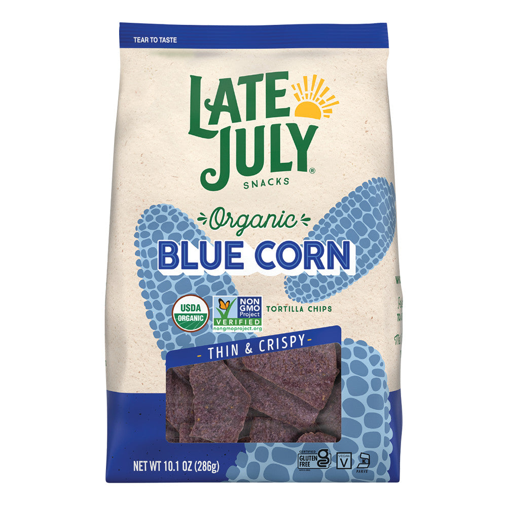LATE JULY RESTAURANT STYLE BLUE CORN TORTILLA CHIPS 10.1 OZ POUCH