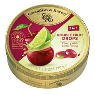 Cavendish & Harvey Cherry with Lime Filling Double Fruit Drops Tins - 11ct
