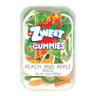 ZWEET GUMMY PEACH &amp; APPLE RINGS 10 OZ TUB *SF DC ONLY*