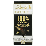Lindt Excellence 100% Cocoa Chocolate Bars - 18ct