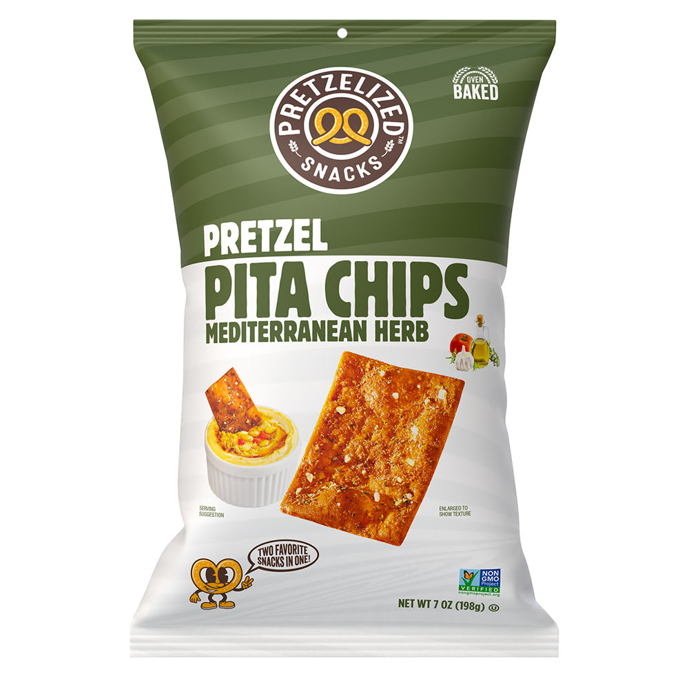 PRETZELIZED - PRETZEL PITA CHIPS MEDITERN - 7OZ