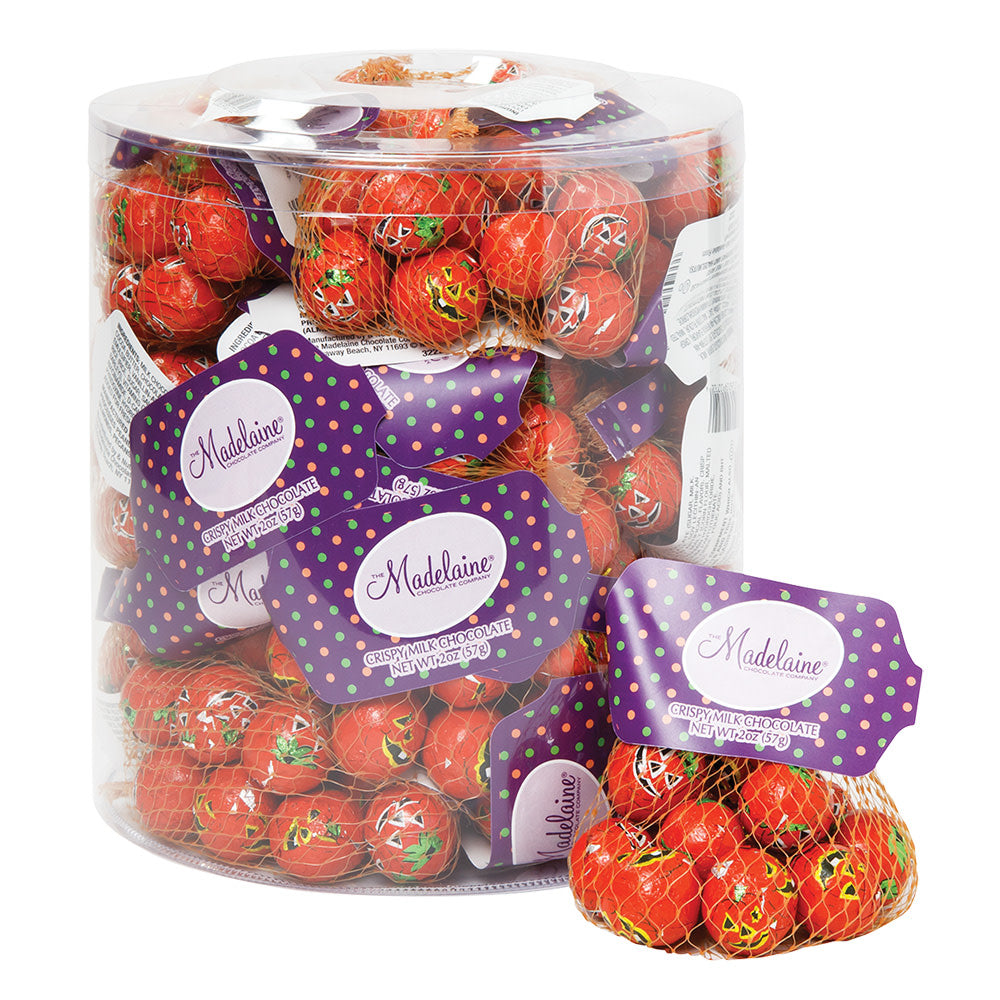 Milk Chocolate Foiled Halloween Balls Mesh Bag - 24ct