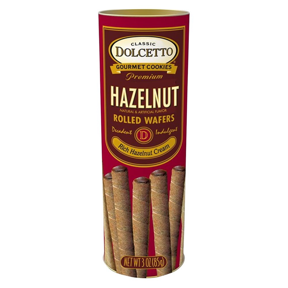 DOLCETTO HAZELNUT WAFER ROLLS 3 OZ CANISTER