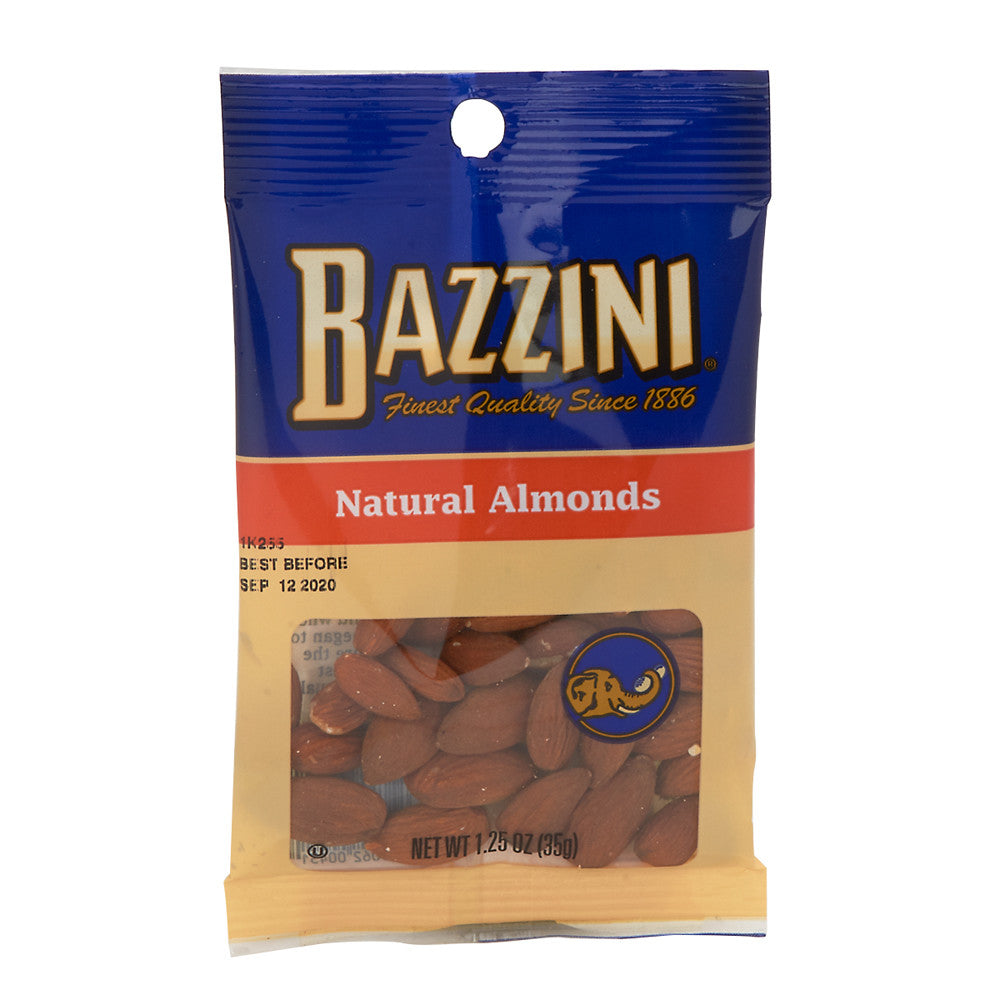 BAZZINI NATURAL ALMONDS 1.25 OZ PEG BAG