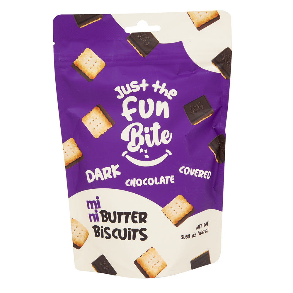 JUST THE FUN BITE MINI BUTTER BISCUITS DARK CHOCOLATE 3.53 OZ
