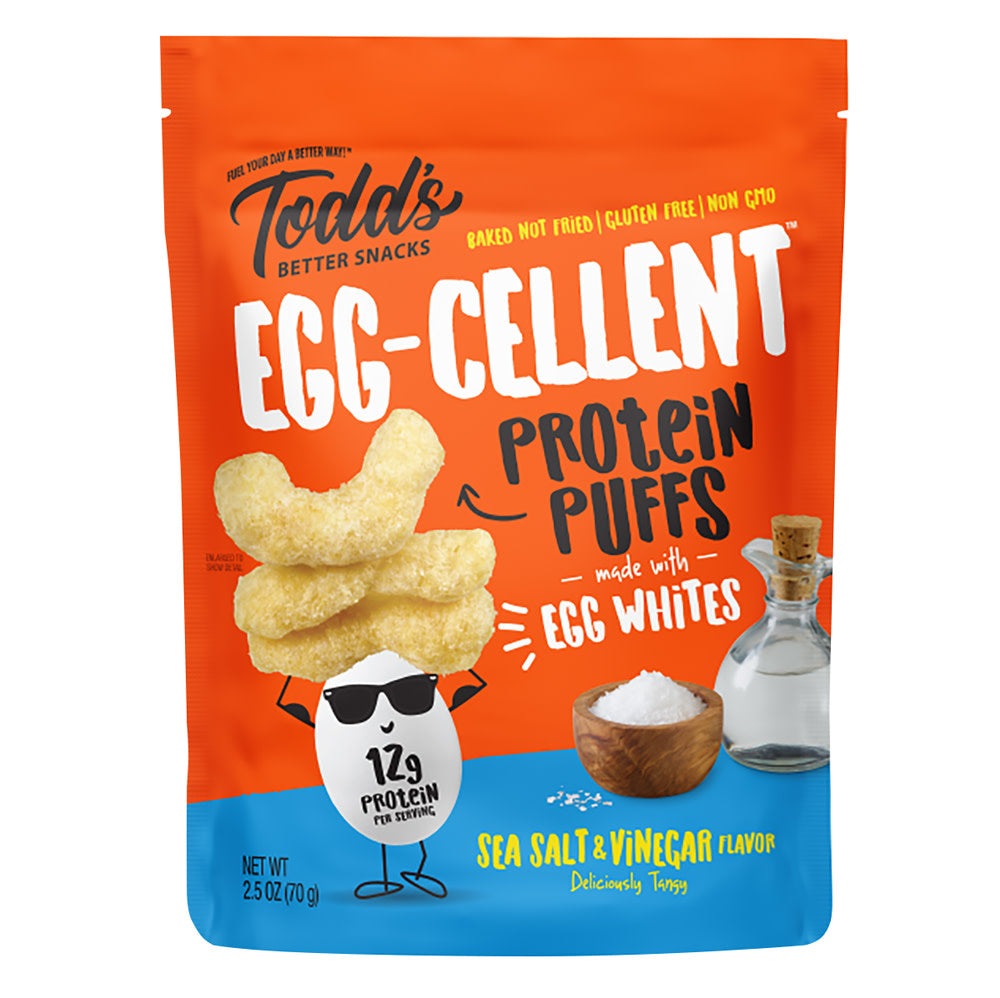 TODD&rsquo;S EGG-CELLENT PROTEIN PUFFS SEA SALT &amp; VINEGAR 2.5 OZ BAG