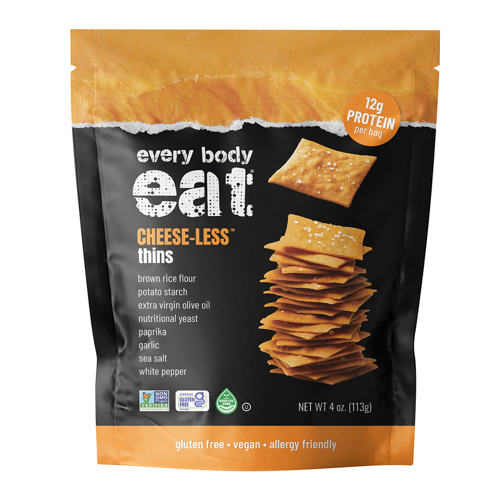 EVERY BODY EAT CHEESE-LESS THINS 4 OZ POUCH
