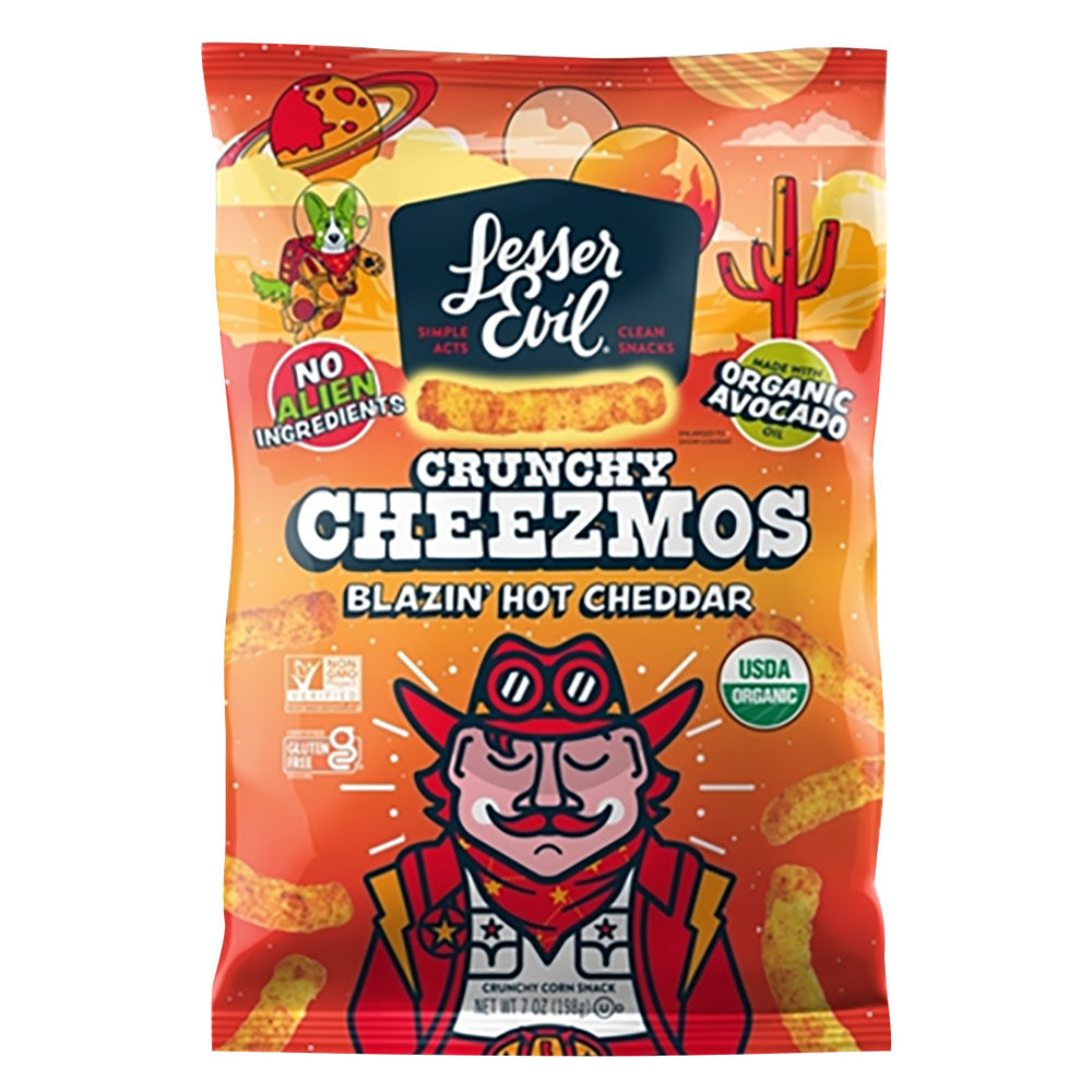 LESSER EVIL CHEEZMOS BLAZIN HOT CHEDDAR 7 OZ BAG