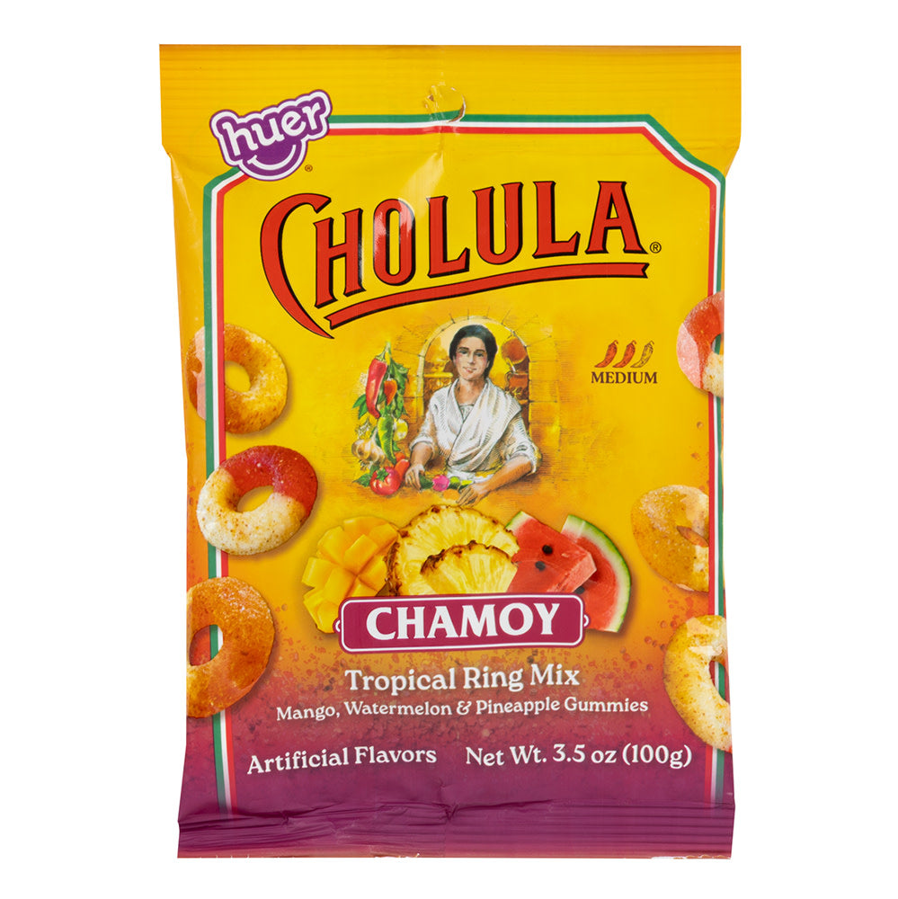 CHOLULA CHAMOY TROPICAL RING MIX 3.5 OZ PEG BAG