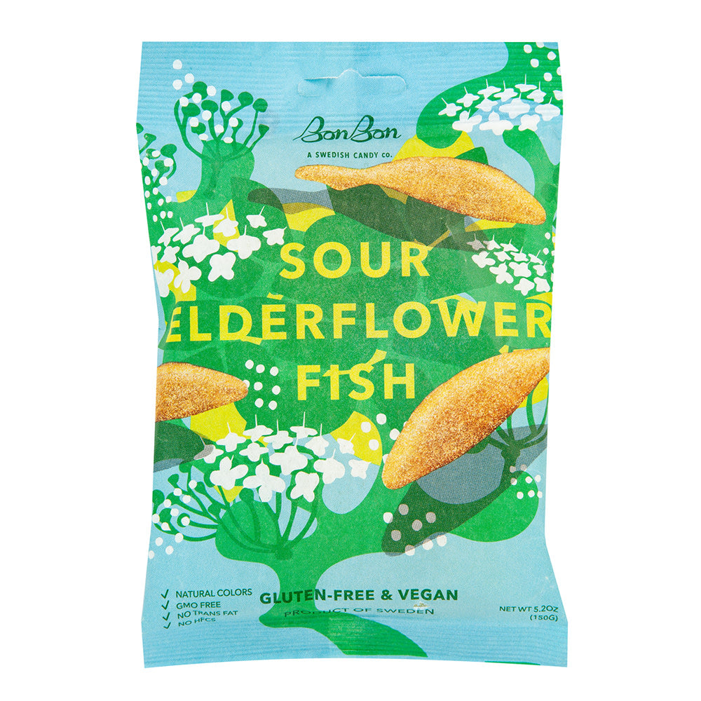 BONBON SOUR ELDERFLOWER FISH 5.2 OZ PEG BAG