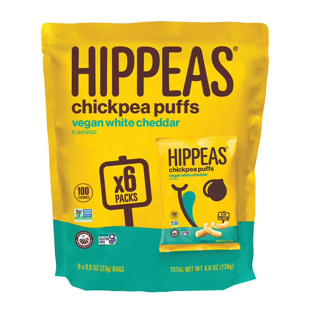 HIPPEAS VEGAN WHITE CHEDDAR MULTI PACK 6 CT 0.8 OZ BAG