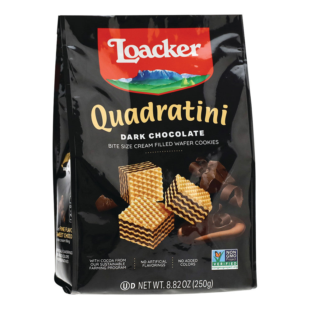 LOACKER QUADRATINI DARK CHOCOLATE 8.82 OZ BAG