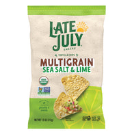 LATE JULY SEA SALT &amp; LIME MULTIGRAIN TORTILLA CHIPS 7.5 OZ BAG