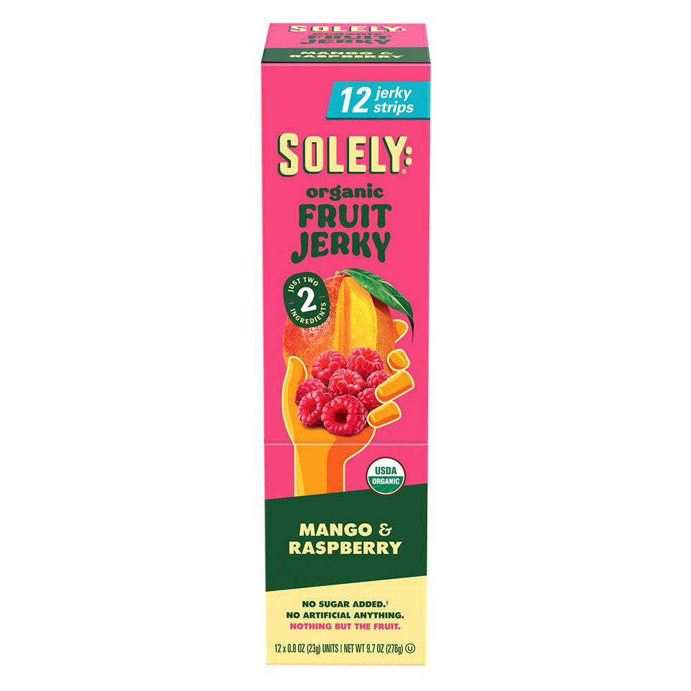 SOLELY MANGO &amp; RASPBERRY FRUIT JERKY 0.8 OZ BOX