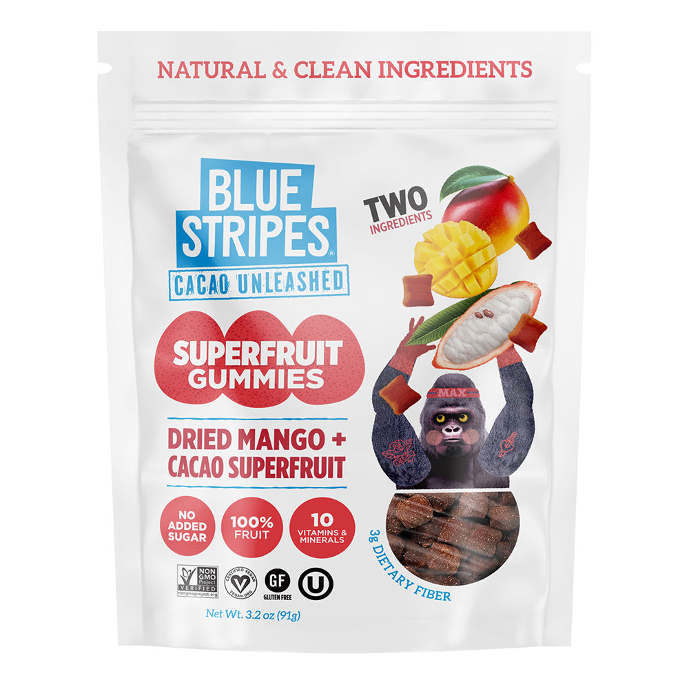 BLUE STRIPES DRIED CACAO FRUIT MANGO 3.2 OZ BAG