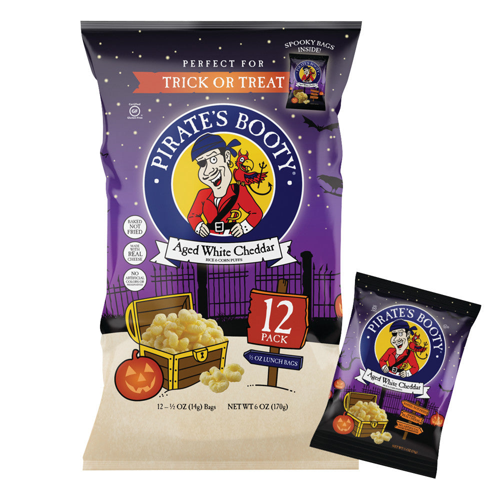 PIRATE'S BOOTY AGED WHITE CHEDDAR HALLOWEEN MULTI PACK 12 CT 0.5 OZ BAG