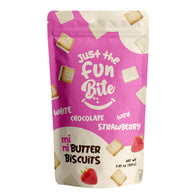 JUST THE FUN BITE MINI BISCUIT WHITE CHOCOLATE STRAWBERRY 3.53 OZ POUCH