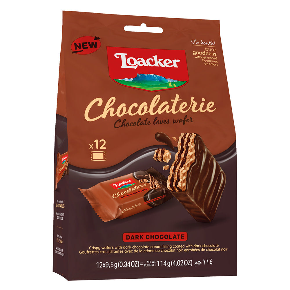 LOACKER DARK CHOCOLATE CHOCOLATERIE WAFERS 4.02 OZ BAG