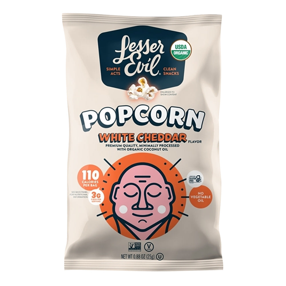 LESSER EVIL - ORG POPCORN - WHITE CHEDDAR - .88OZ