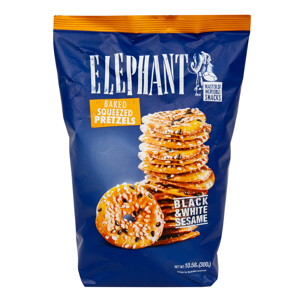 ELEPHANT BLACK &amp; WHITE SESAME PRETZELS 10.58 OZ BAG