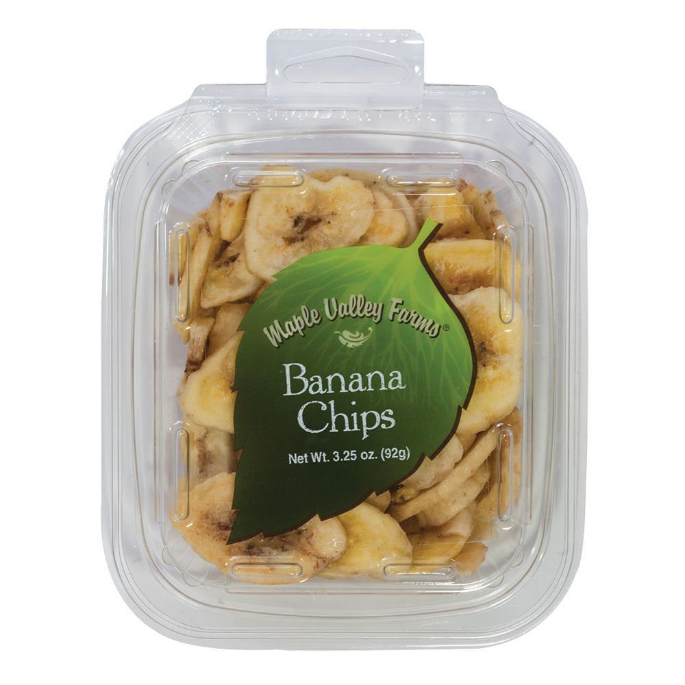 MAPLE VALLEY FARMS BANANA CHIPS 3.25 OZ PEG TUB