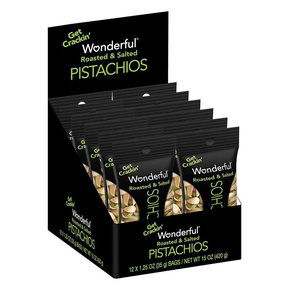 WONDERFUL ROASTED &amp; SALTED PISTACHIOS 1.25 OZ PEG BAG