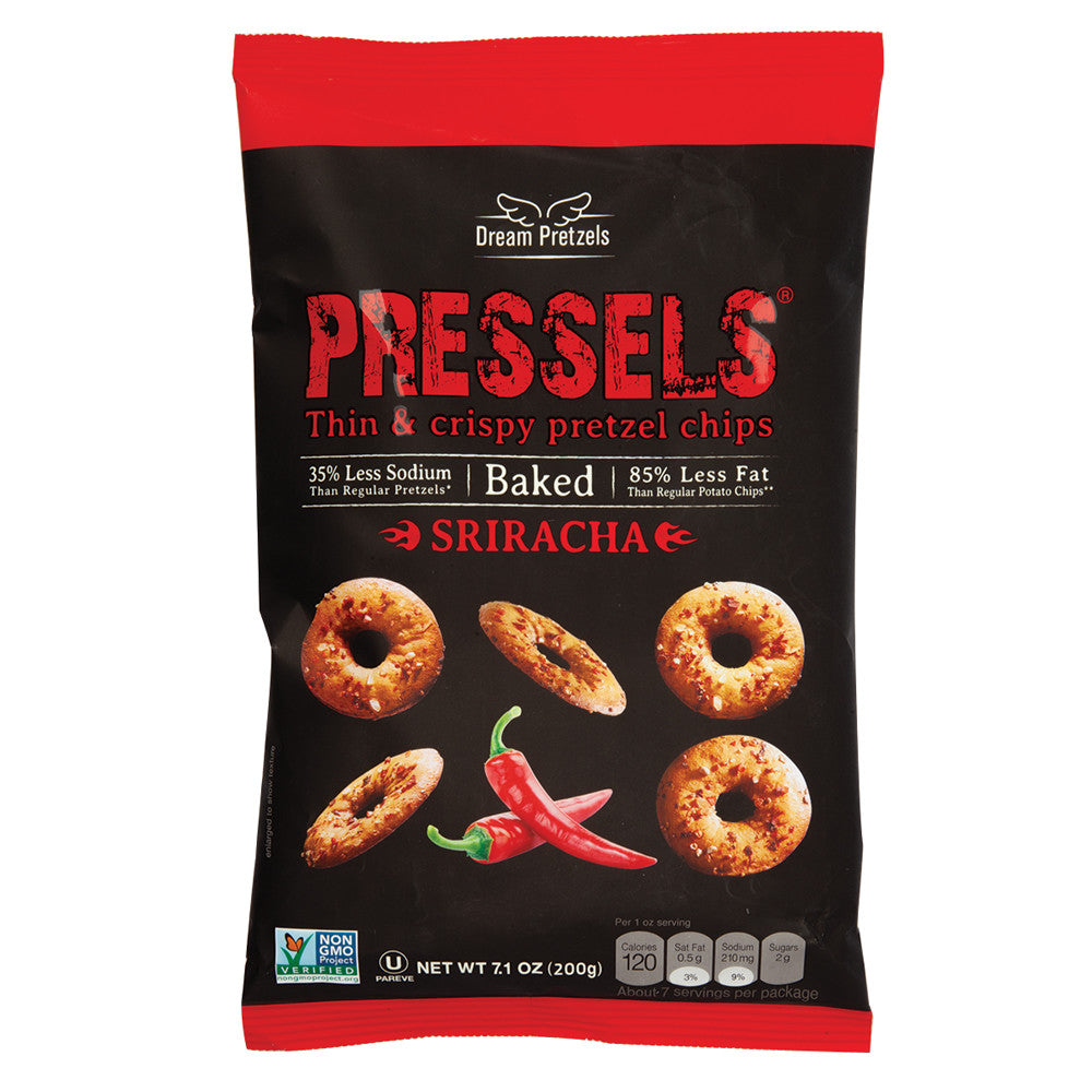 PRESSELS PRETZEL CHIPS SRIRACHA 7.1 OZ BAG