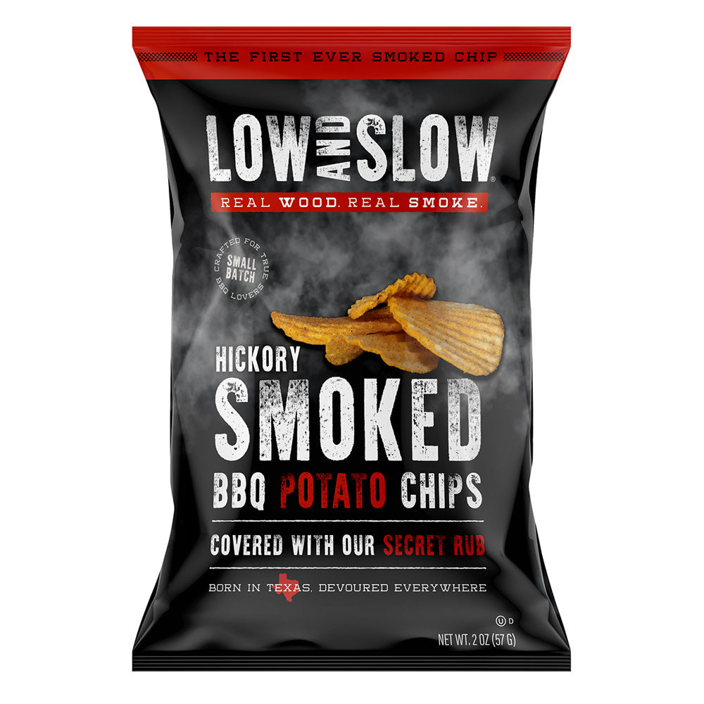 LOW AND SLOW HICKORY SMOKED BBQ POTATO CHIPS 2 OZ BAG