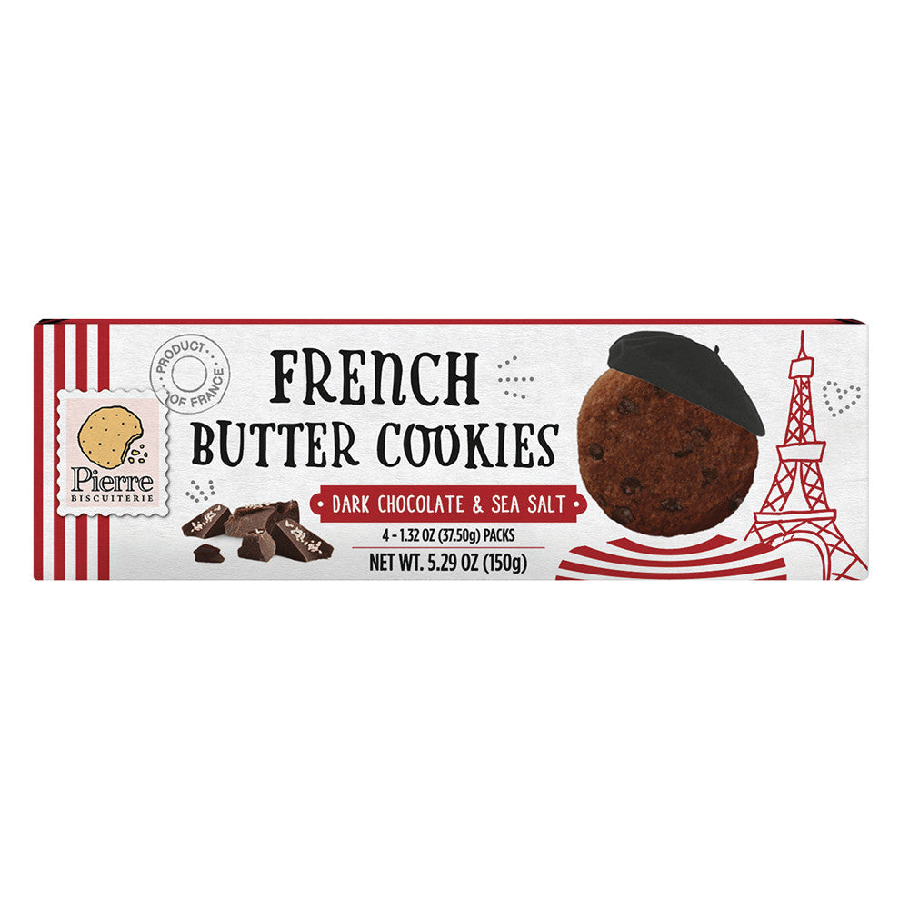 PIERRE FRENCH BUTTER COOKIES WITH DARK CHOCOLATE  AND SEA SALT 5.29 OZ