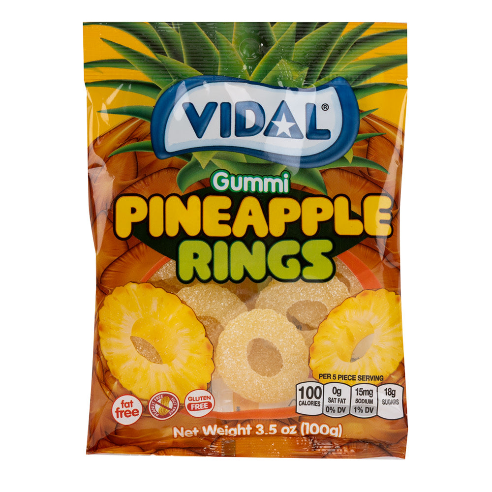 VIDAL GUMMI PINEAPPLE RINGS 3.5 OZ PEG BAG