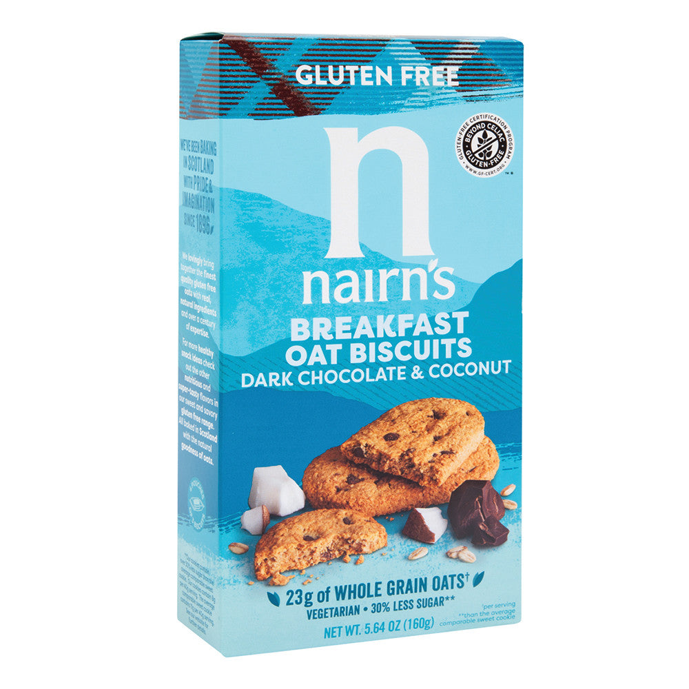 NAIRN'S GLUTEN FREE BREAKFAST BISCUIT CHOCOLATE &amp; COCONUT 5.64 OZ BOX