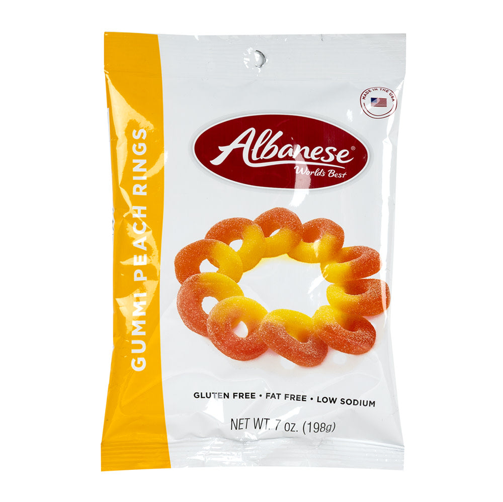 ALBANESE GUMMI PEACH RING 7 OZ PEG BAG *SF DC ONLY*