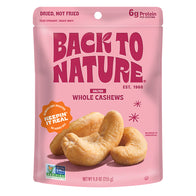 BACK TO NATURE SALTED WHOLE CASHEWS 9 OZ POUCH