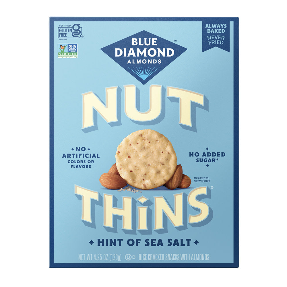 BLUE DIAMOND NUT-THINS HINT OF SEA SALT GLUTEN FREE CRACKERS 4.25 OZ BOX